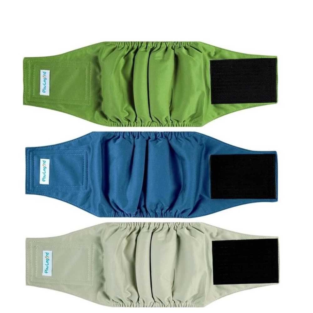 Paw Legend Reuseable Male Doggy Diapers Size MEDIUM Bands Set of 3